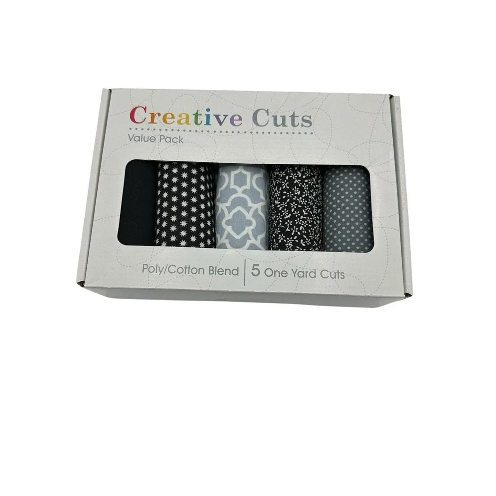 Fabric- Creative Cuts Value Pack Poly/Cotton Blend 5 One Yard Cuts‎ Black Gray
